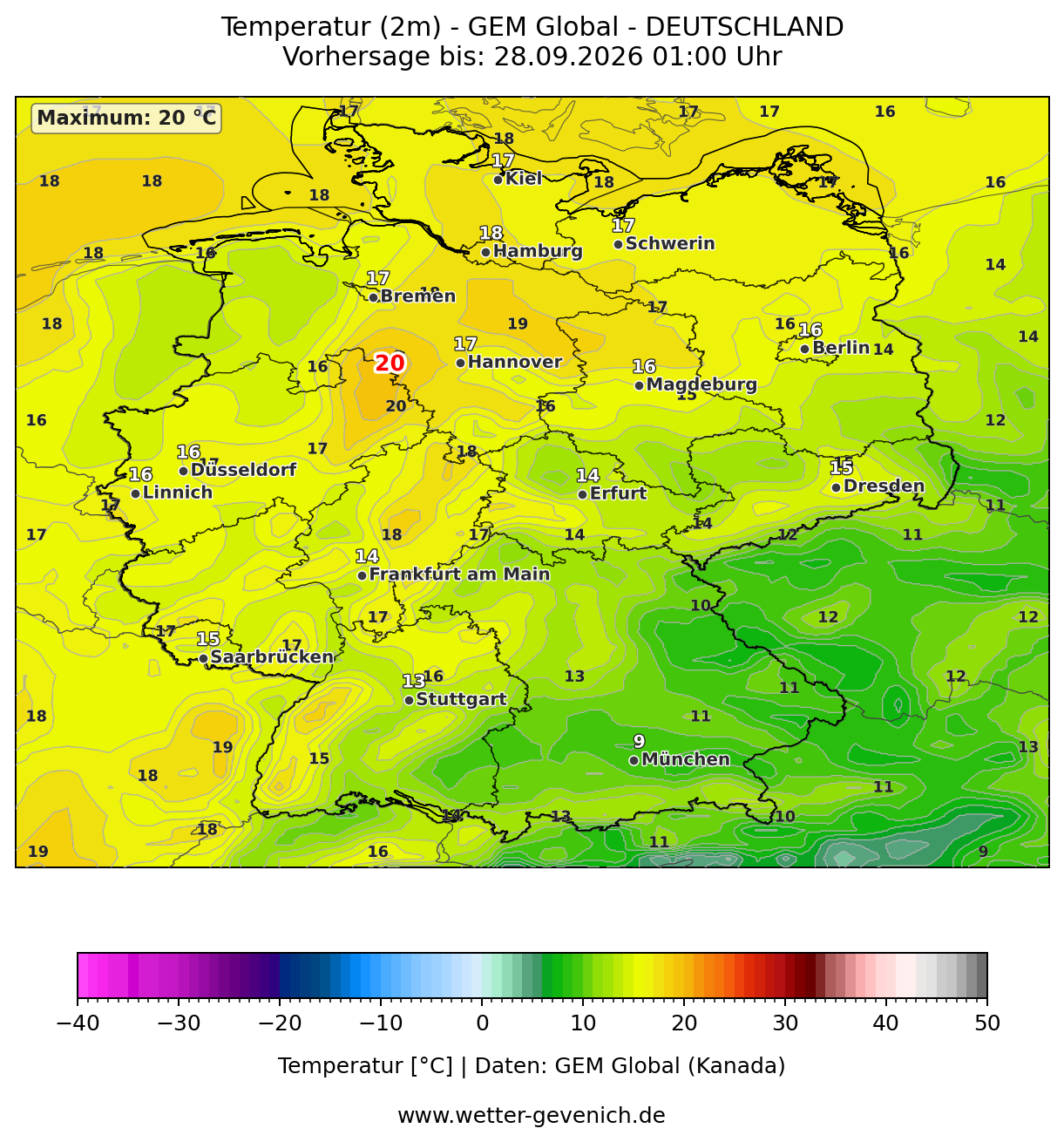 GEM Canada (15 km) Temperatur (2 m)
