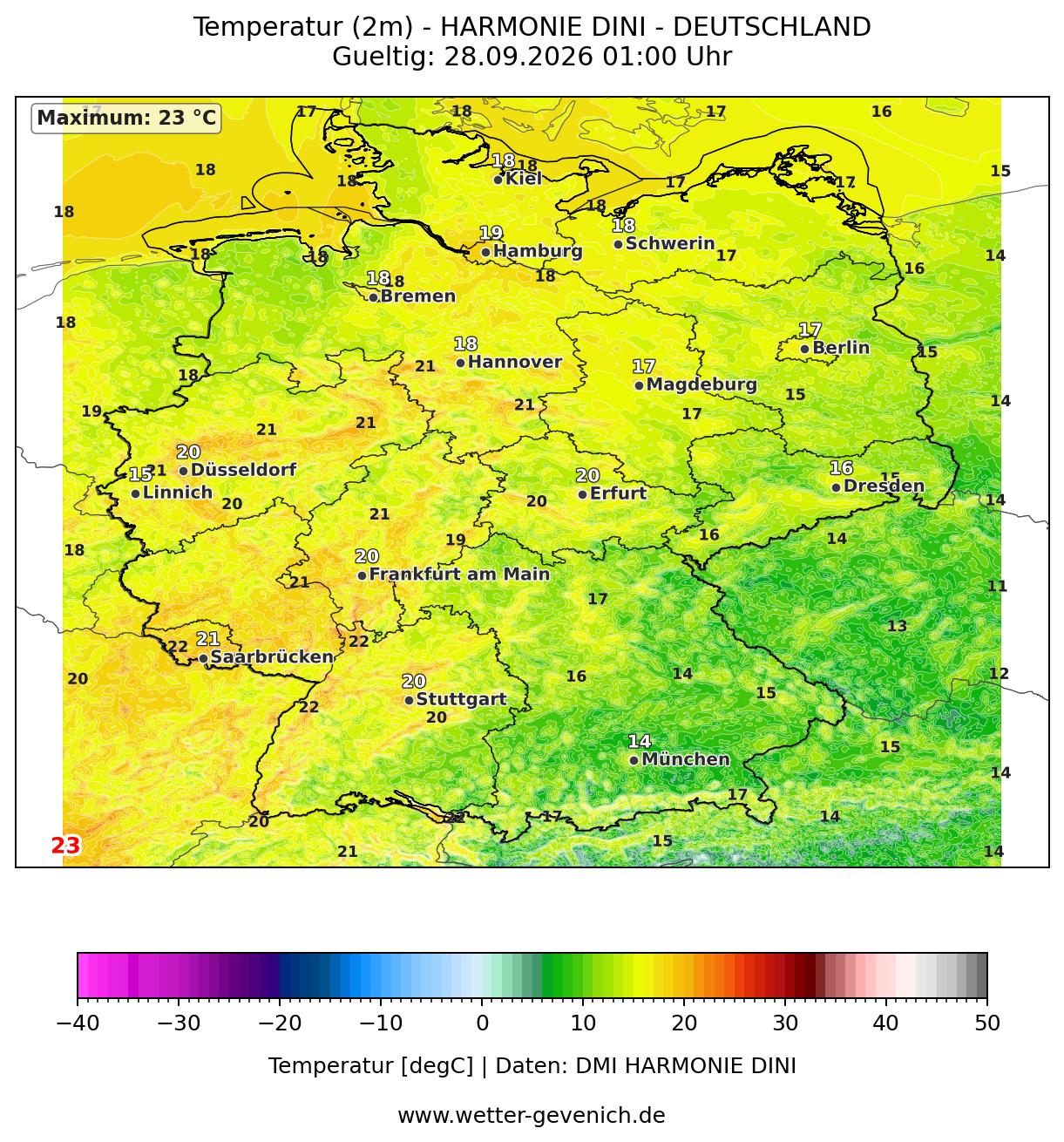HARMONIE DINI (2 km) Temperatur (2 m)