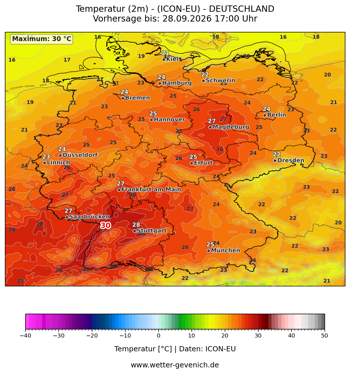 ICON-EU (7 km) Temperatur (2 m)