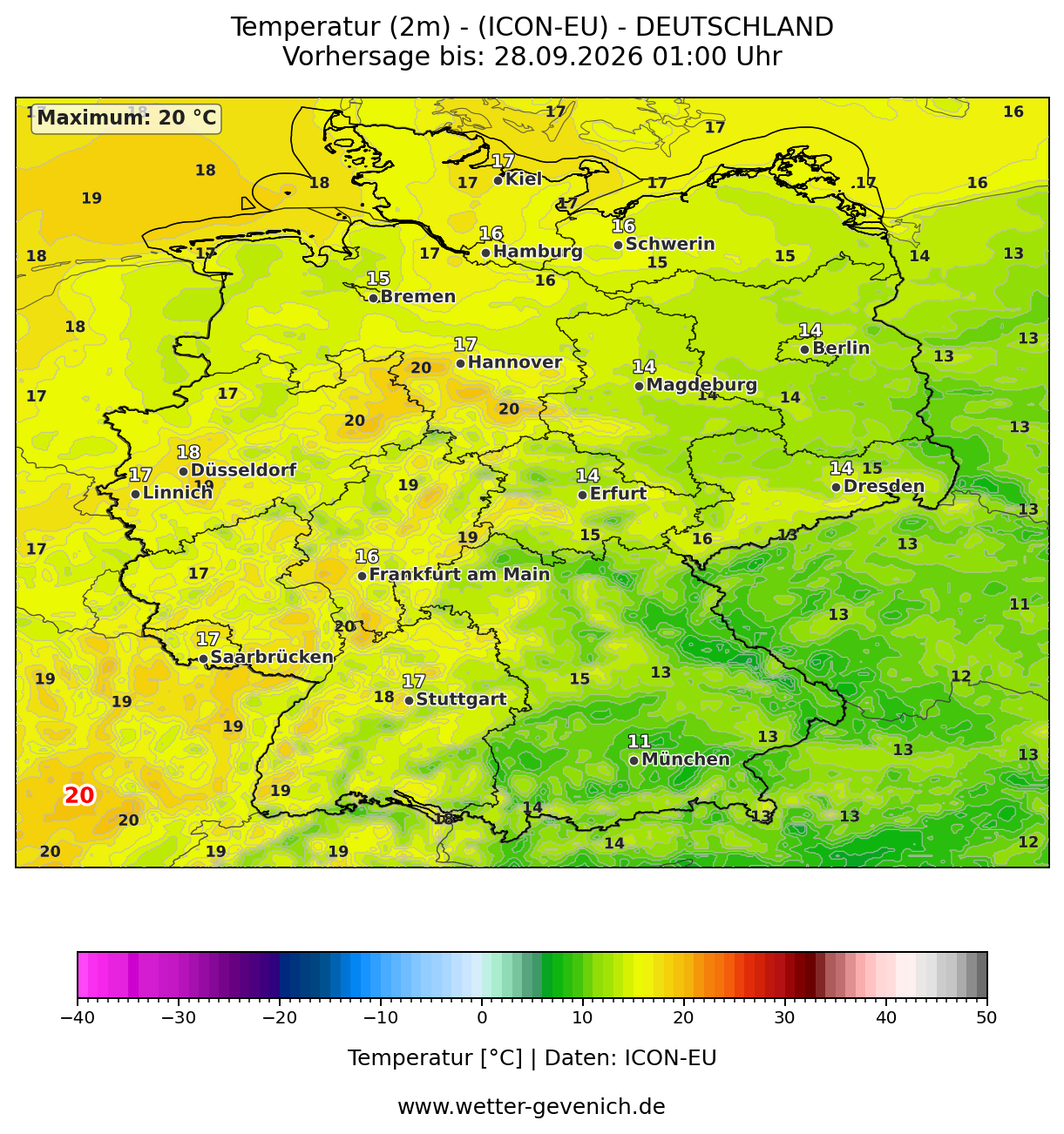 ICON-EU (7 km) Temperatur (2 m)
