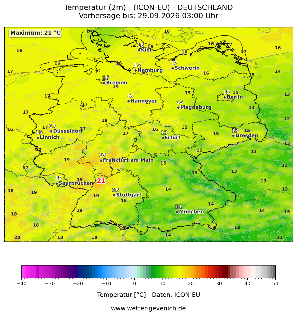 ICON-EU (7 km) Temperatur (2 m)