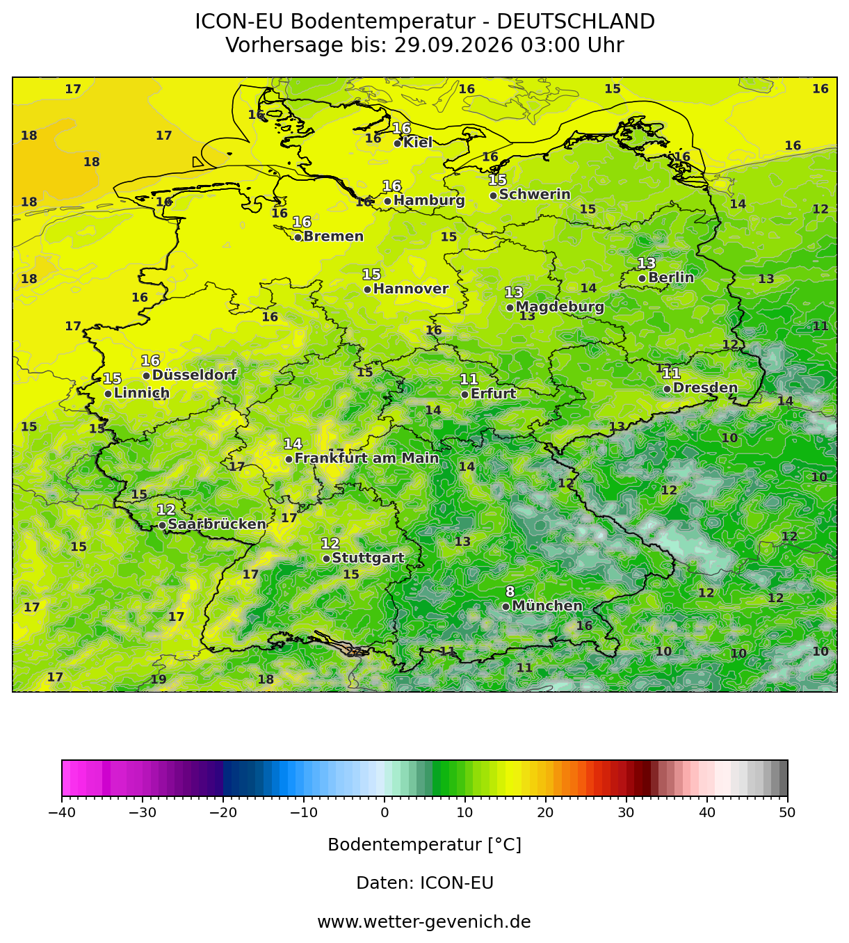 ICON-EU (7 km) Bodentemperatur