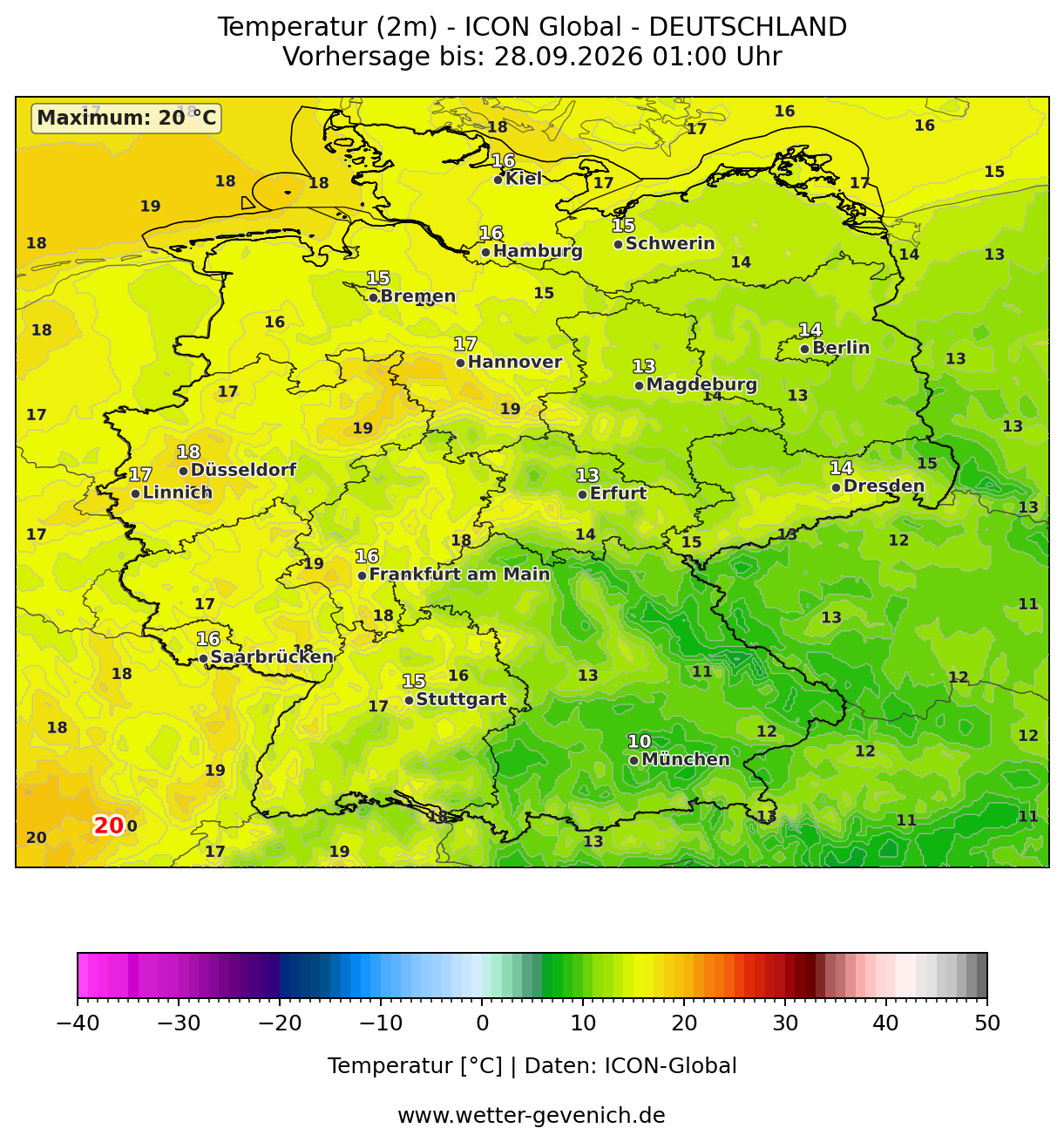 ICON-Global (13 km) Temperatur (2 m)