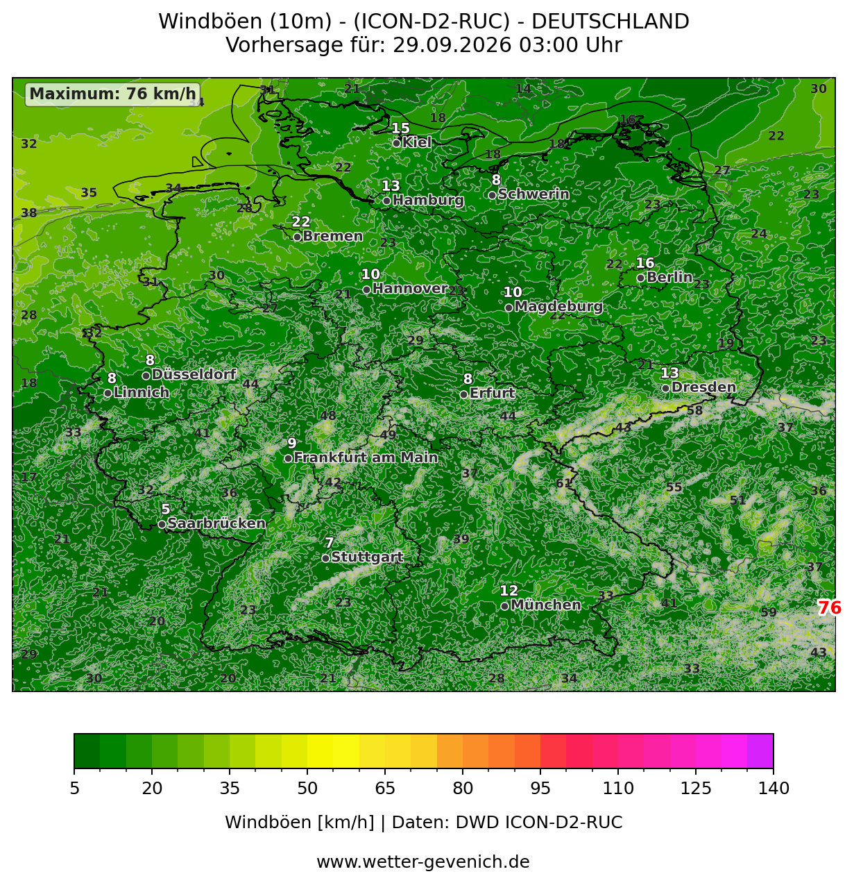ICON-D2-RUC (2,2 km) Windböen